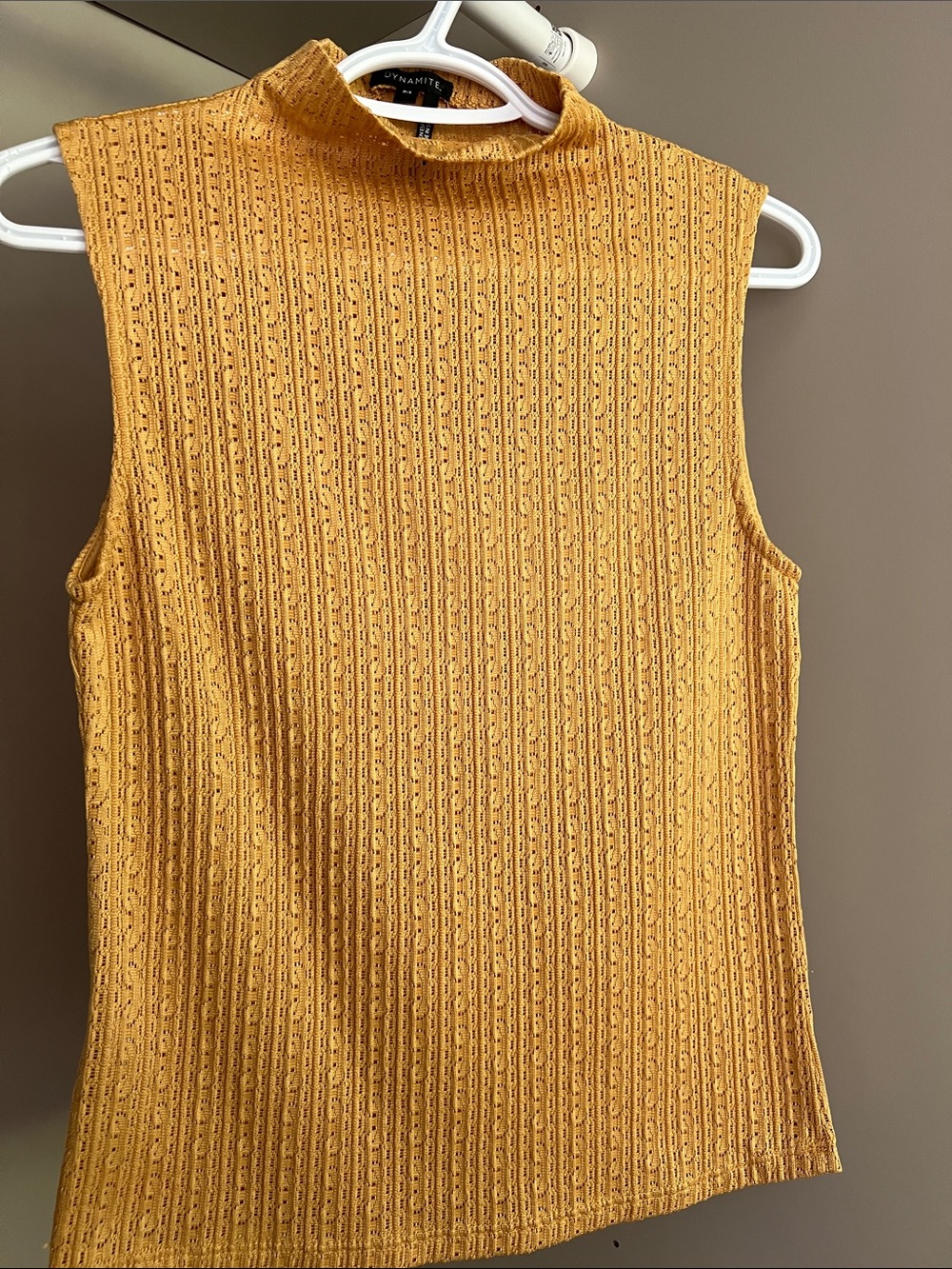 Dynamite • Women’s S • Ribbed Sleeveless Mock Neck Tank • Mustard Yellow